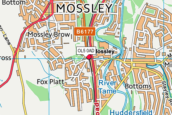 OL5 0AD map - OS VectorMap District (Ordnance Survey)