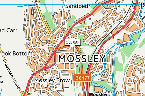 OL5 0AF map - OS VectorMap District (Ordnance Survey)