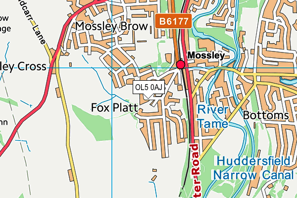 OL5 0AJ map - OS VectorMap District (Ordnance Survey)