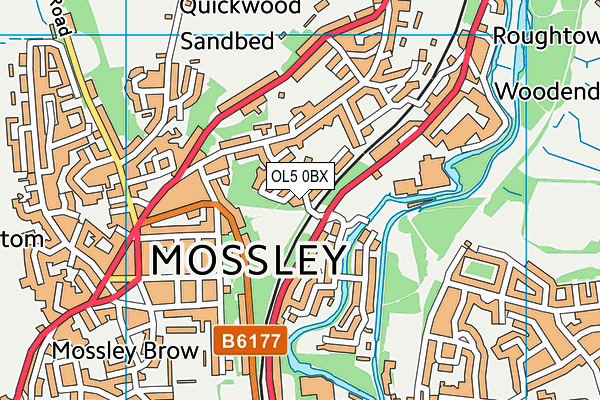 OL5 0BX map - OS VectorMap District (Ordnance Survey)