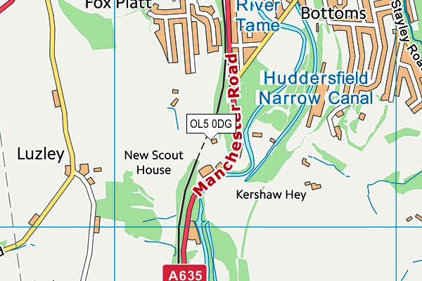 OL5 0DG map - OS VectorMap District (Ordnance Survey)