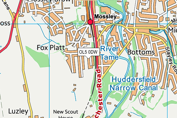 OL5 0DW map - OS VectorMap District (Ordnance Survey)