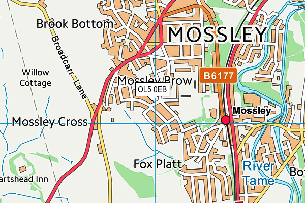 OL5 0EB map - OS VectorMap District (Ordnance Survey)