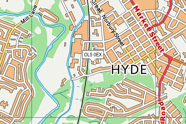 OL5 0EX map - OS VectorMap District (Ordnance Survey)