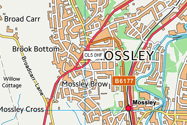 OL5 0HF map - OS VectorMap District (Ordnance Survey)