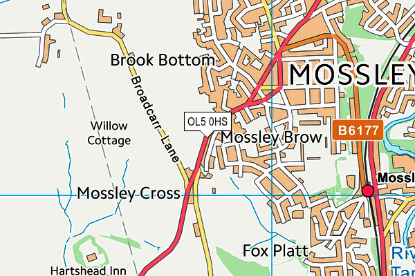 OL5 0HS map - OS VectorMap District (Ordnance Survey)