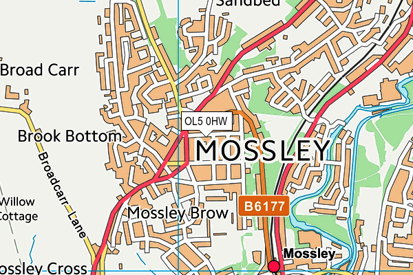 OL5 0HW map - OS VectorMap District (Ordnance Survey)