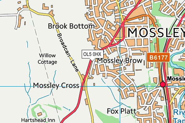 OL5 0HX map - OS VectorMap District (Ordnance Survey)