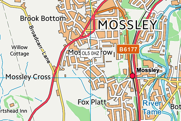 OL5 0HZ map - OS VectorMap District (Ordnance Survey)