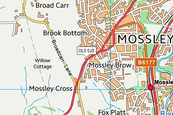 OL5 0JS map - OS VectorMap District (Ordnance Survey)