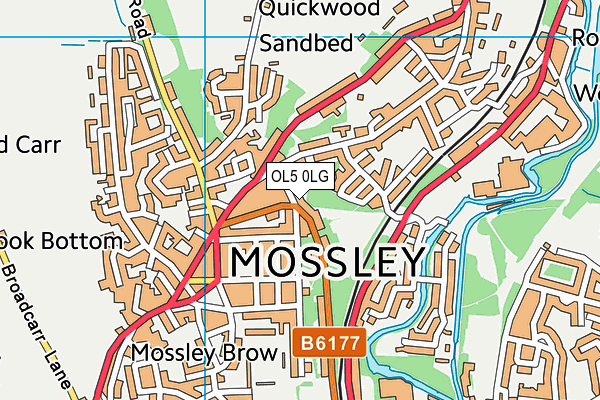 OL5 0LG map - OS VectorMap District (Ordnance Survey)