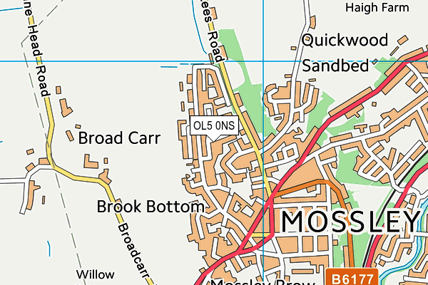 OL5 0NS map - OS VectorMap District (Ordnance Survey)