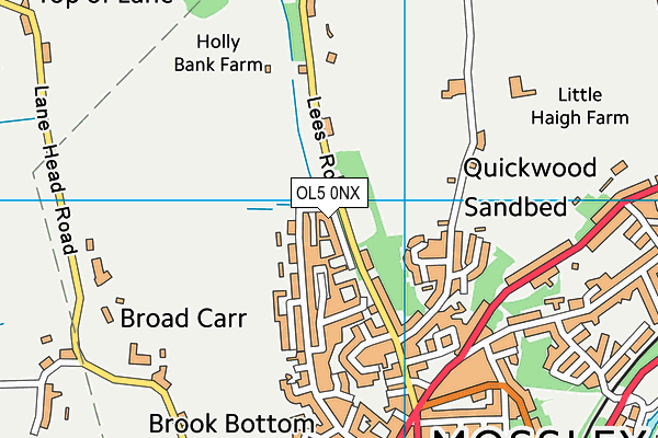 OL5 0NX map - OS VectorMap District (Ordnance Survey)