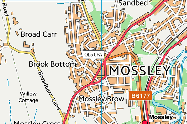 OL5 0PA map - OS VectorMap District (Ordnance Survey)