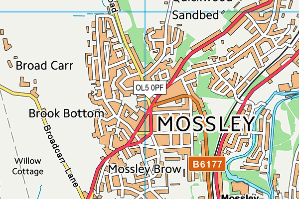 OL5 0PF map - OS VectorMap District (Ordnance Survey)