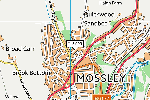 OL5 0PR map - OS VectorMap District (Ordnance Survey)