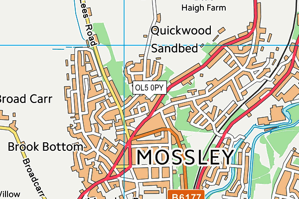 OL5 0PY map - OS VectorMap District (Ordnance Survey)