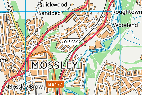 OL5 0SX map - OS VectorMap District (Ordnance Survey)