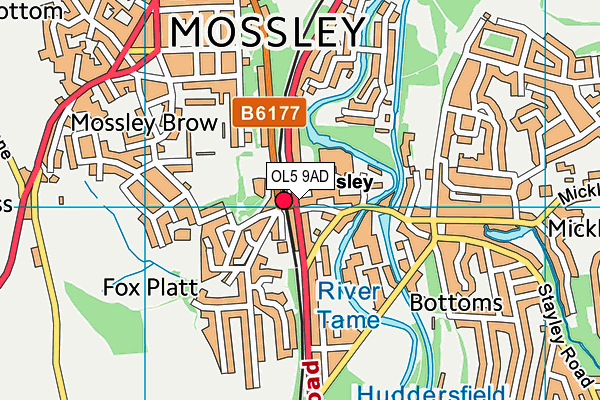 OL5 9AD map - OS VectorMap District (Ordnance Survey)