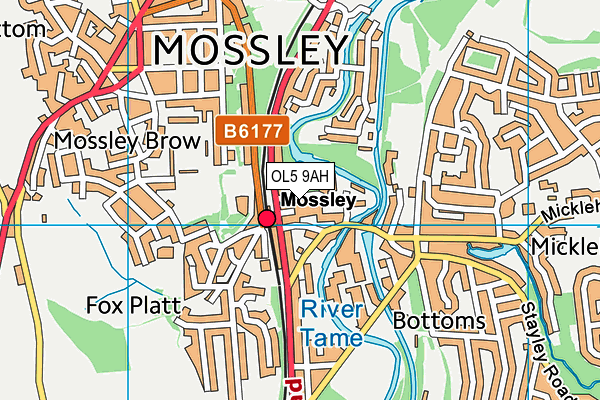 OL5 9AH map - OS VectorMap District (Ordnance Survey)