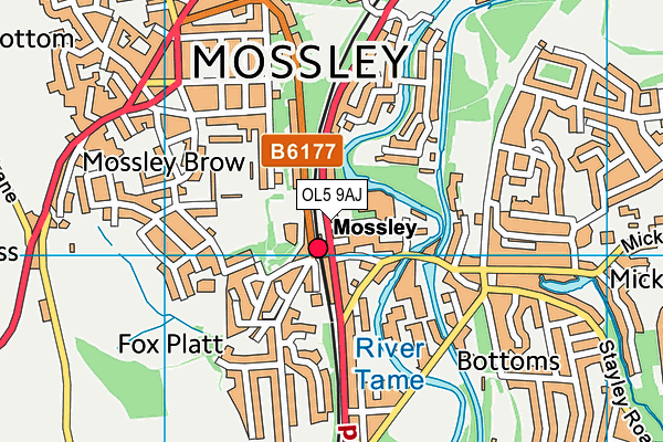 OL5 9AJ map - OS VectorMap District (Ordnance Survey)