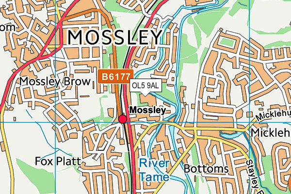 OL5 9AL map - OS VectorMap District (Ordnance Survey)