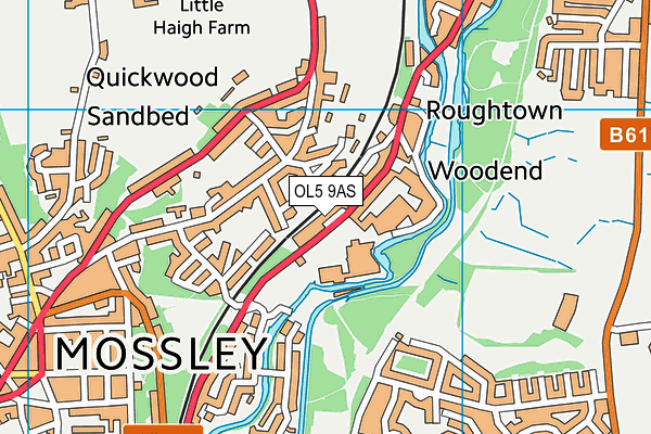 OL5 9AS map - OS VectorMap District (Ordnance Survey)