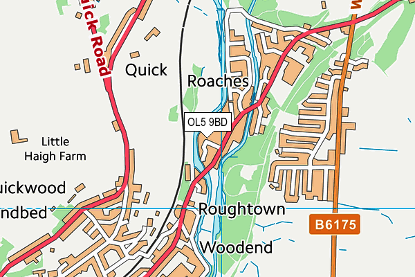 OL5 9BD map - OS VectorMap District (Ordnance Survey)