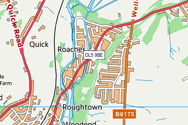 OL5 9BE map - OS VectorMap District (Ordnance Survey)