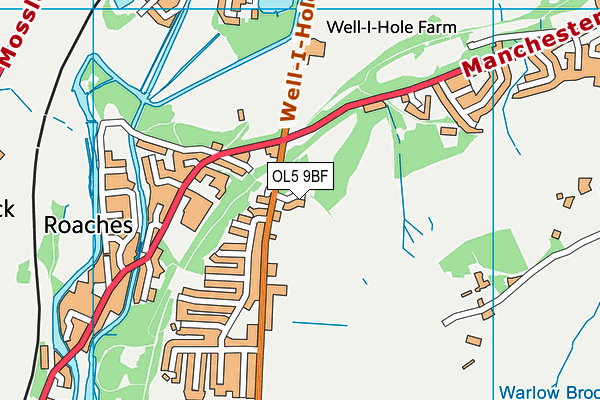 OL5 9BF map - OS VectorMap District (Ordnance Survey)