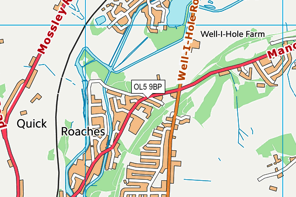 OL5 9BP map - OS VectorMap District (Ordnance Survey)