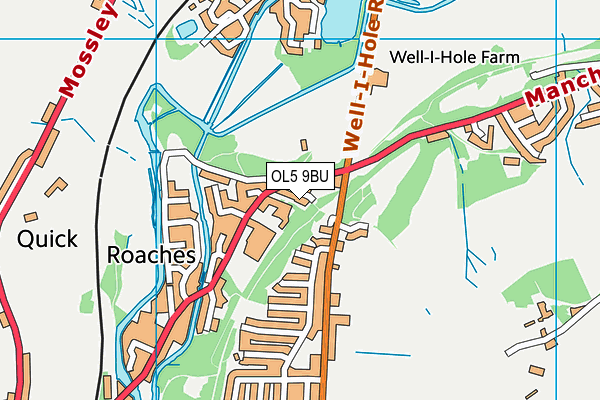 OL5 9BU map - OS VectorMap District (Ordnance Survey)