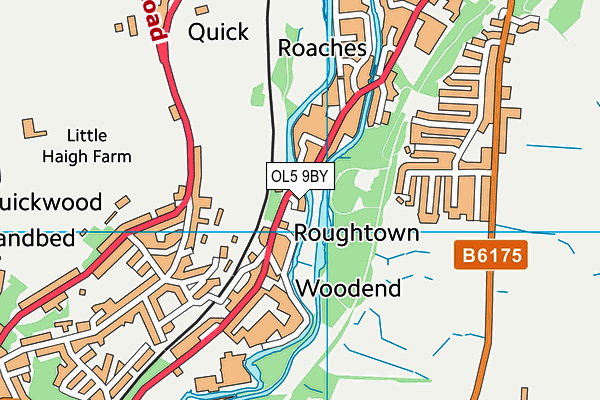 OL5 9BY map - OS VectorMap District (Ordnance Survey)