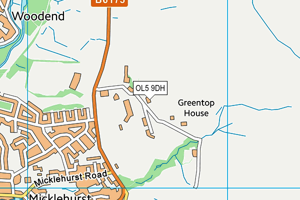 OL5 9DH map - OS VectorMap District (Ordnance Survey)