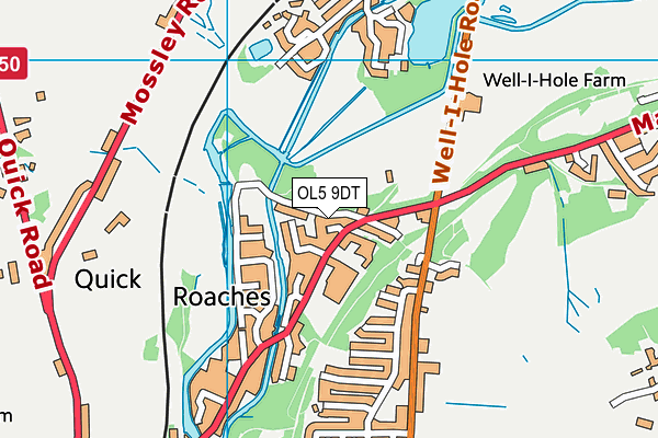 OL5 9DT map - OS VectorMap District (Ordnance Survey)