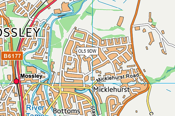 OL5 9DW map - OS VectorMap District (Ordnance Survey)
