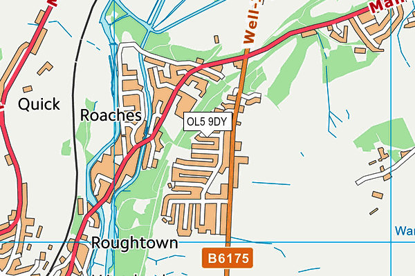 OL5 9DY map - OS VectorMap District (Ordnance Survey)