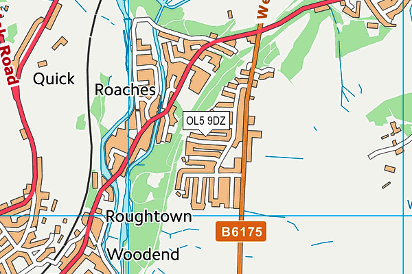 OL5 9DZ map - OS VectorMap District (Ordnance Survey)