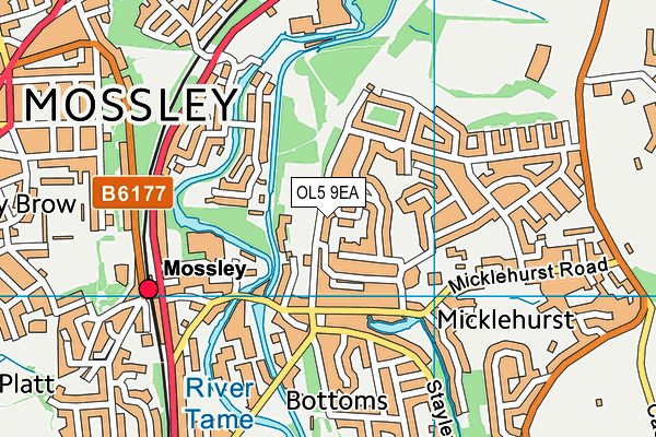 OL5 9EA map - OS VectorMap District (Ordnance Survey)