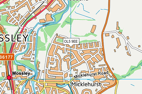 OL5 9EE map - OS VectorMap District (Ordnance Survey)