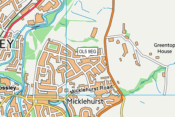 OL5 9EG map - OS VectorMap District (Ordnance Survey)