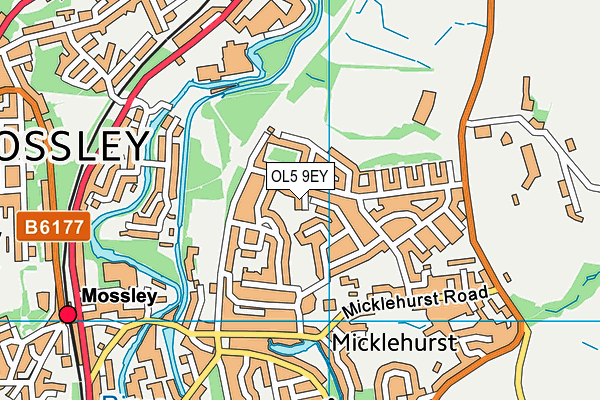 OL5 9EY map - OS VectorMap District (Ordnance Survey)