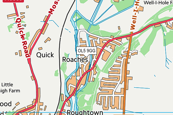 OL5 9GG map - OS VectorMap District (Ordnance Survey)