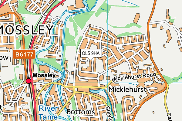 OL5 9HA map - OS VectorMap District (Ordnance Survey)