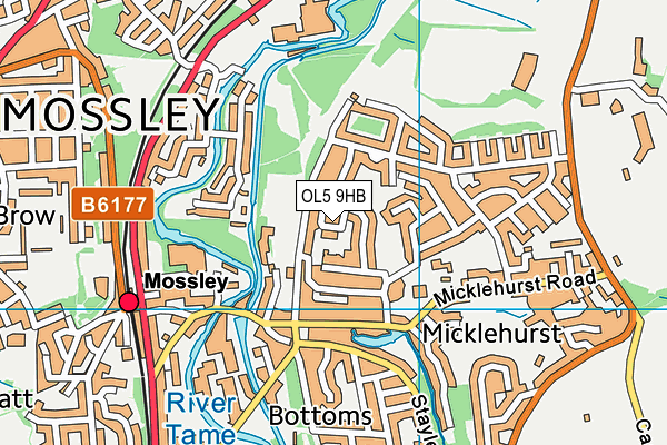 OL5 9HB map - OS VectorMap District (Ordnance Survey)