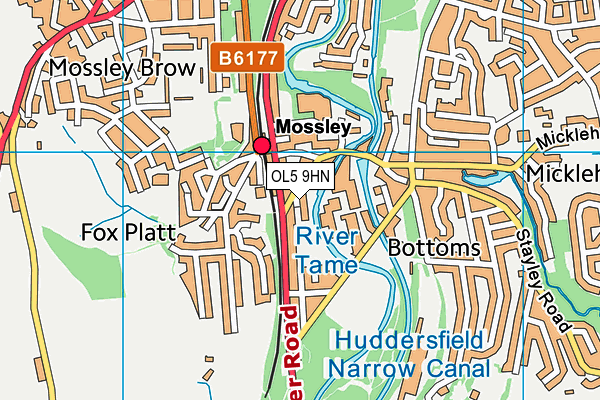 OL5 9HN map - OS VectorMap District (Ordnance Survey)