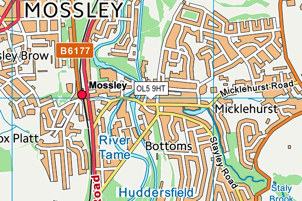 OL5 9HT map - OS VectorMap District (Ordnance Survey)