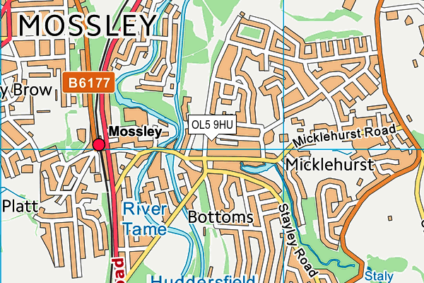 OL5 9HU map - OS VectorMap District (Ordnance Survey)