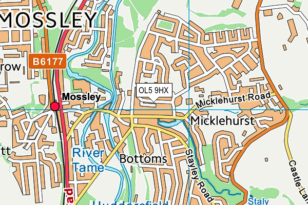 OL5 9HX map - OS VectorMap District (Ordnance Survey)