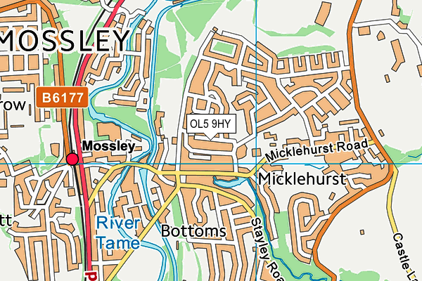 OL5 9HY map - OS VectorMap District (Ordnance Survey)